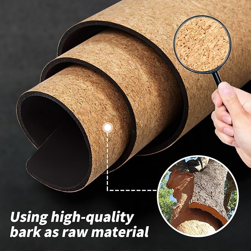 cork & tpe yoga mat | extra long non-slip eco-friendly mat | 4mm