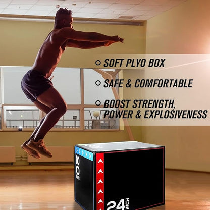 3-in-1 Extra Firm Foam Plyometric Jump Box (20"x24"x30")