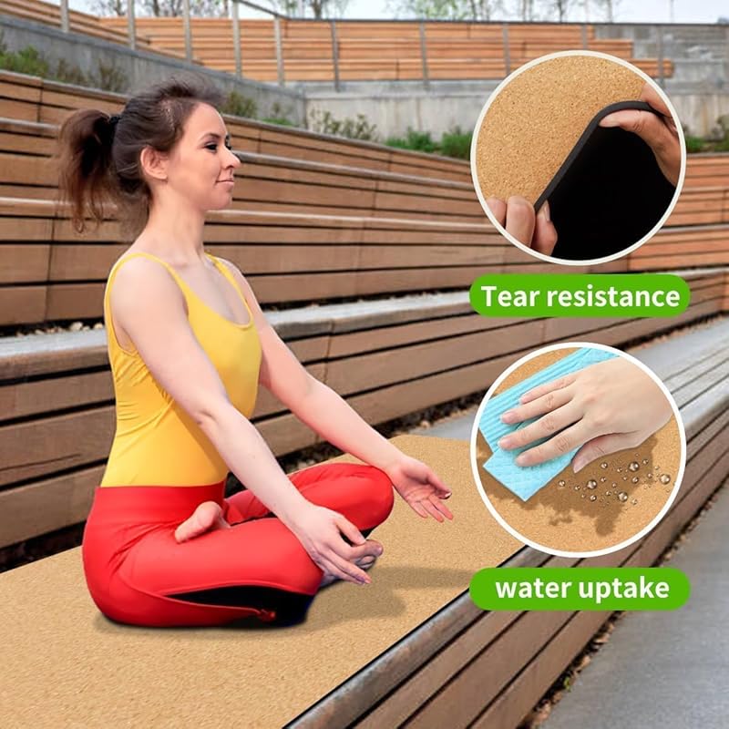 Cork & TPE Yoga Mat | Extra Long Non-Slip Eco-Friendly Mat | 4mm