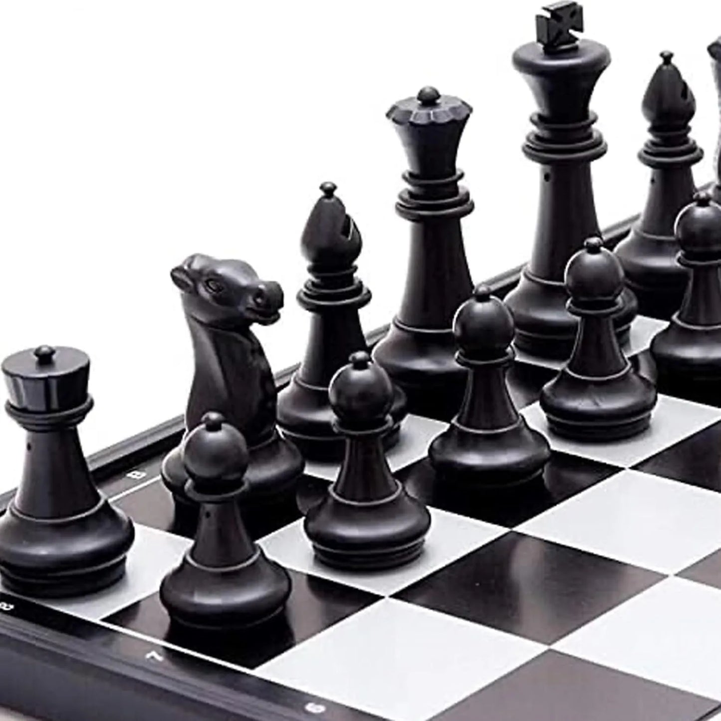 magnetic chess board set, folding travel chess game with portable storage, durable abs material | ideal for all surfaces, kids & adults | match-ready | includes pump & needle | durable & long-lasting performance