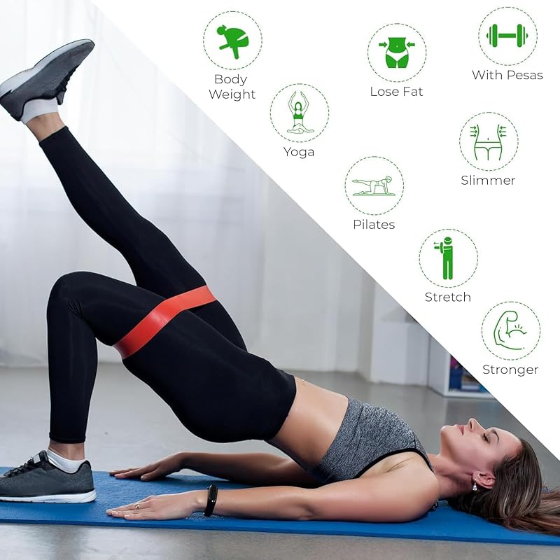 Resistance Bands Set - 5-Pack Natural Latex Loop Bands with Varying