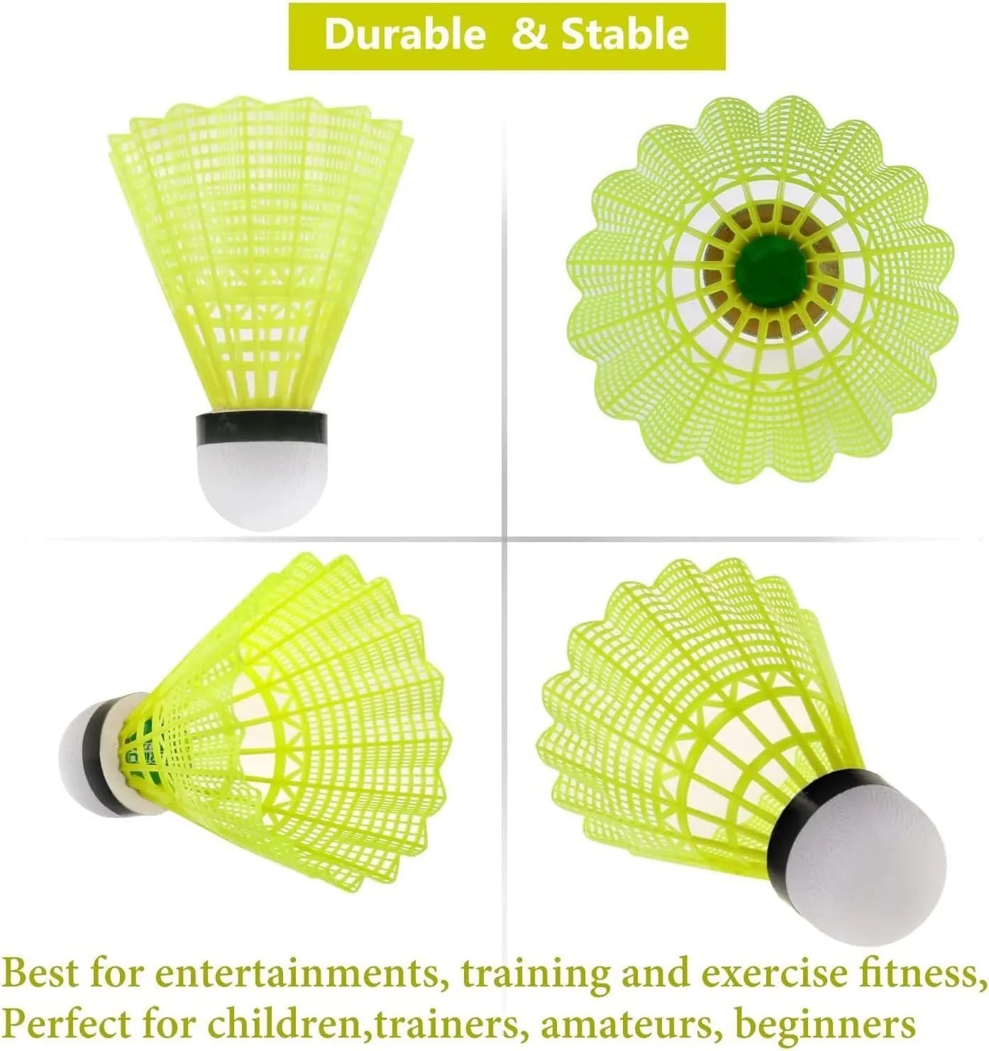badminton shuttlecocks - 12 pack nylon feather shuttlecocks birdies, stable and durable sports training high speed badminton balls for indoor outdoor game | ideal for all surfaces, kids & adults