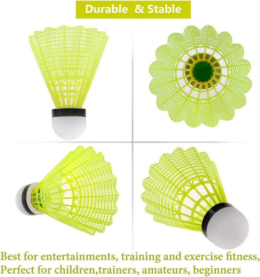 Badminton Shuttlecocks - 12 Pack Nylon Feather Shuttlecocks Birdies, Stable and Durable Sports Training High Speed Badminton Balls for Indoor Outdoor Game | Ideal for All Surfaces, Kids & Adults