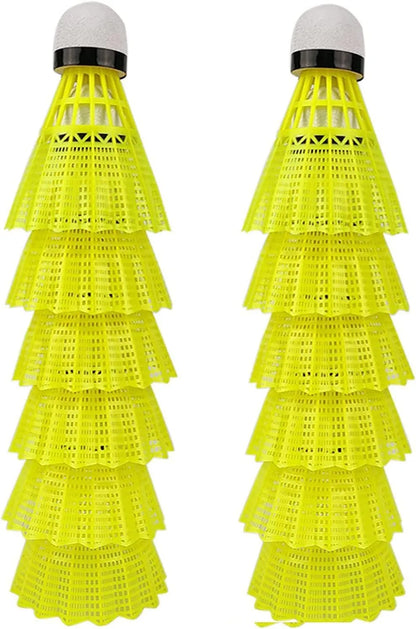Badminton Shuttlecocks - 12 Pack Nylon Feather Shuttlecocks Birdies, Stable and Durable Sports Training High Speed Badminton Balls for Indoor Outdoor Game | Ideal for All Surfaces, Kids & Adults
