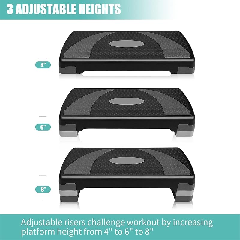 31" adjustable height aerobic step platform for exercise