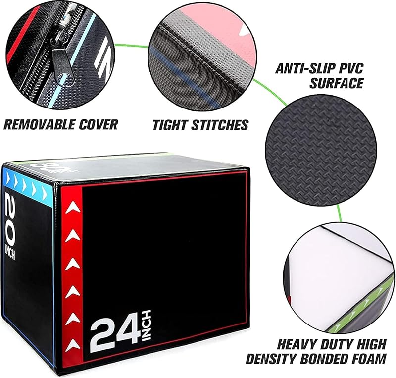 3-in-1 extra firm foam plyometric jump box (20"x24"x30")
