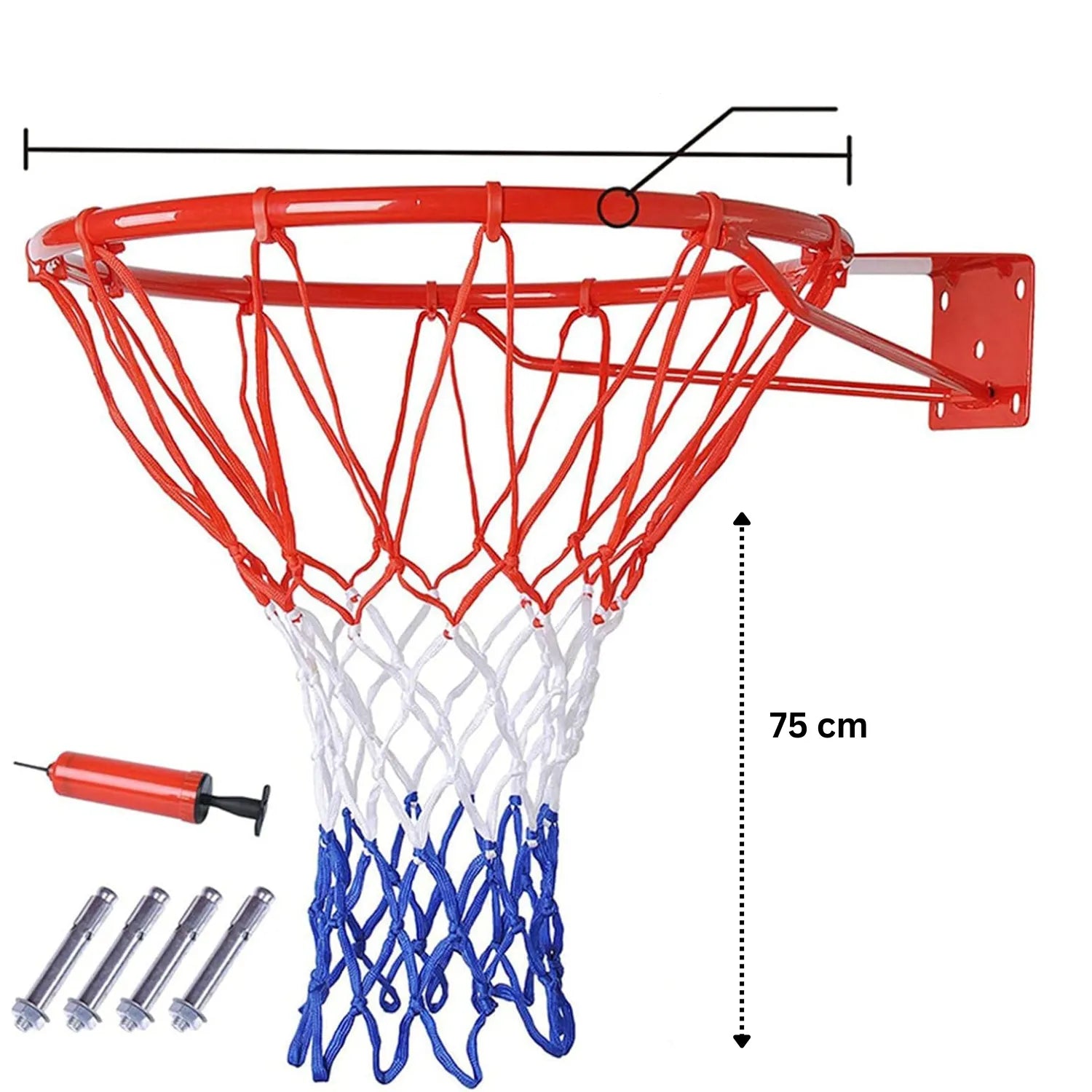 75cm Basketball Hoop, Basketball Rim Goal Wall Mounted Basketball Hoop Indoor Outdoor Hanging Basketball Hoop. 238501 | Ideal for All Surfaces, Kids & Adults | Match-Ready | Includes Pump & Needle