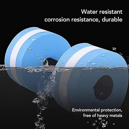spall aqua dumbbells for water aerobics | eva foam water weights for aquatic fitness, resistance training & pool exercise (blue & white)