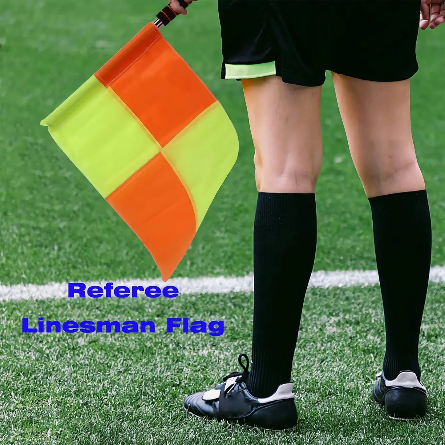 2 pieces referee flag, linesman flag with steel tube, flag for soccer referee | ideal for all surfaces, kids & adults | match-ready | includes pump & needle | durable & long-lasting performance