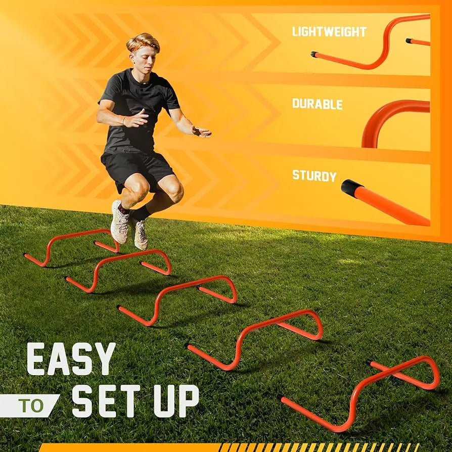 agility hurdles for speed training athletes 15cm to 50cm pack speed and agility training equipment for soccer basketball football | ideal for all surfaces, kids & adults | match-ready