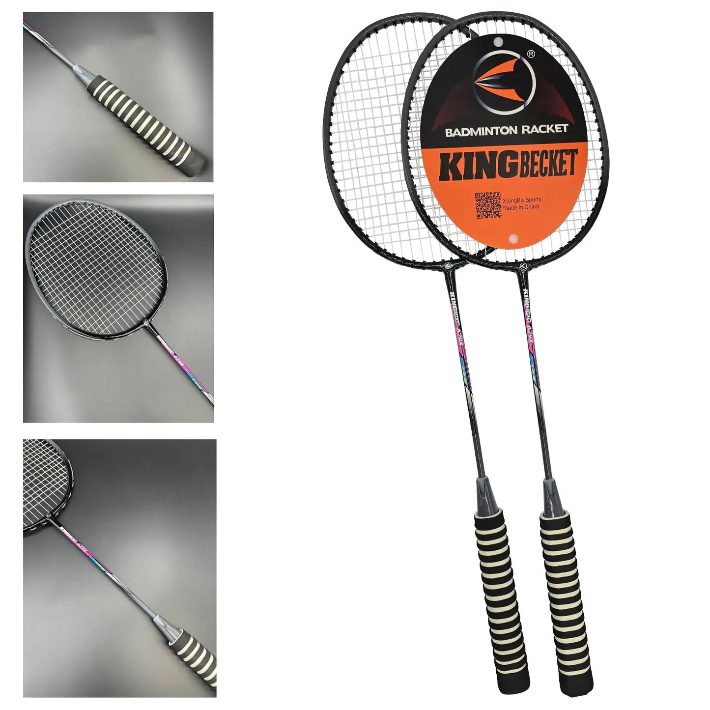 badminton rocket with grip soft handles smash power frame with free full cover ultra light weight carbon fiber single high grade perfect for men and women | ideal for all surfaces, kids & adults