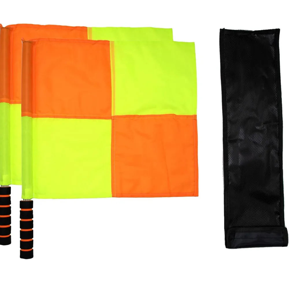 2 Pieces Referee Flag, Linesman Flag with Steel Tube, Flag for Soccer Referee | Ideal for All Surfaces, Kids & Adults | Match-Ready | Includes Pump & Needle | Durable & Long-Lasting Performance