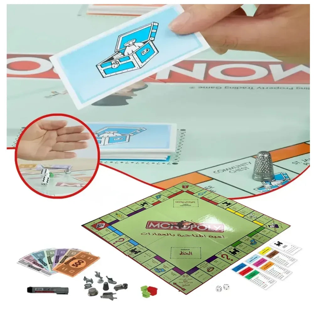 monopoly classic game & card games 9 - 12 years english & arabic