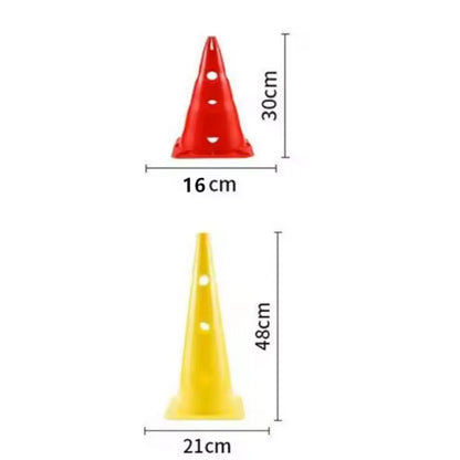 Speed Agility Training Cones with Hole Set  2 Height Levels | Ideal for All Surfaces, Kids & Adults | Match-Ready | Includes Pump & Needle | Durable & Long-Lasting Performance