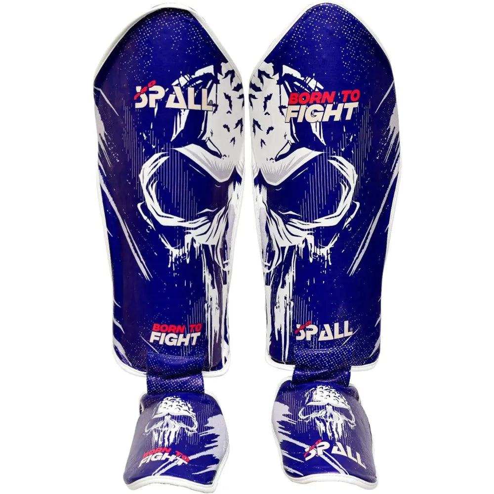 Shin Instep Pads S M L XL Black Red Blue for Protective Leg BJJ Karate Sparring Kickboxing Martial Arts MMA Boxing and Training Equipment Gear Perfect for Men By SPALL(SI-1357) | Ideal for All Surface