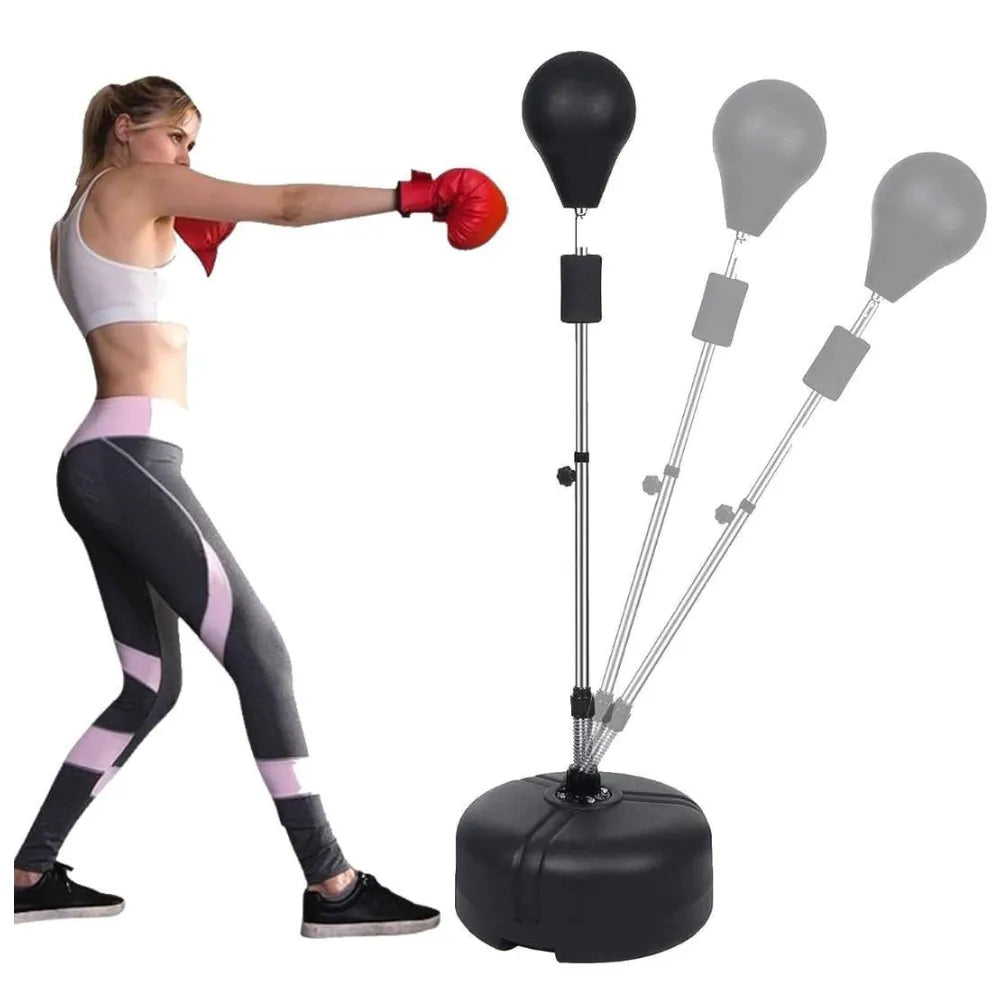 freestanding punching bag with stand boxing gloves for adult kids adjustable red 257110 | ideal for all surfaces, kids & adults | match-ready | includes pump & needle | durable & long-lasting performance