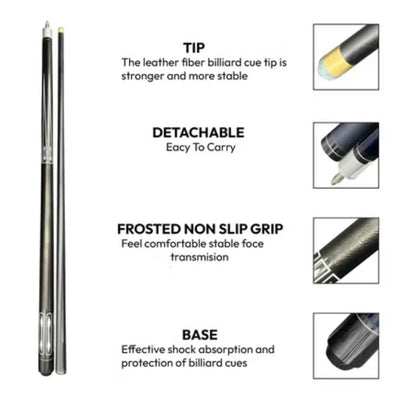 2-Piece 58 Inch13 mm Carbon Fibre Billiard Pool Cue Composite Pool Cue Sticks Set | Ideal for All Surfaces, Kids & Adults | Match-Ready | Includes Pump & Needle | Durable & Long-Lasting Performance