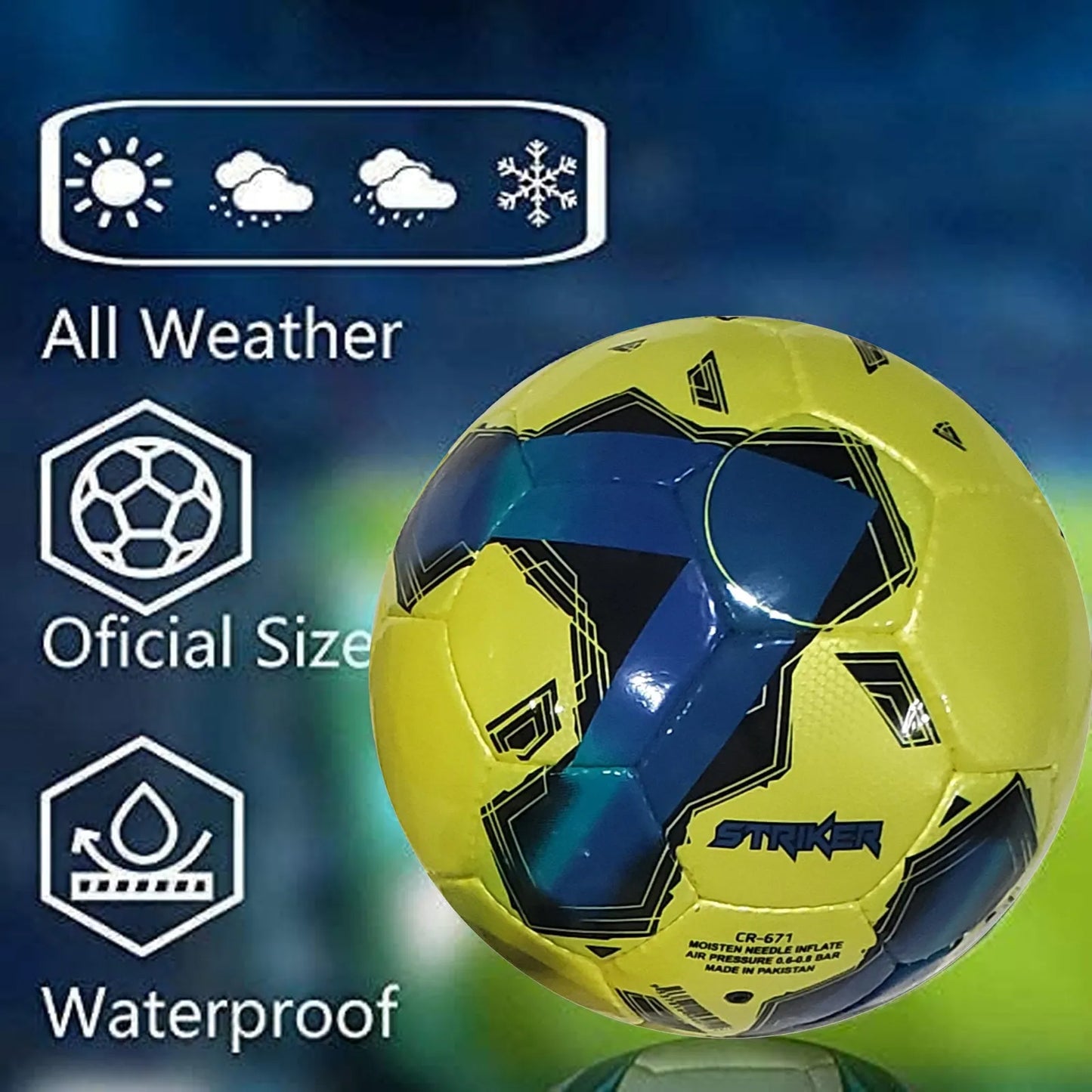 football soccer ball for matches world cup best indoor/outdoor water proof ball for professional training and matches for men and women youth and adult(cr-671) | ideal for all surfaces, kids & adults