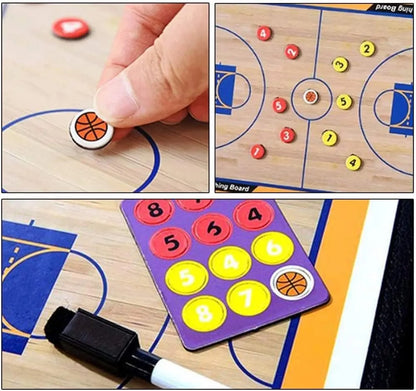 Basketball Coaching Board Professional Coaches Clipboard Portable Strategy Coach Board Kit Tactical Magnetic Board Kit With Marker Pen And Zipper Bag (2B0003) | Ideal for All Surfaces, Kids & Adults