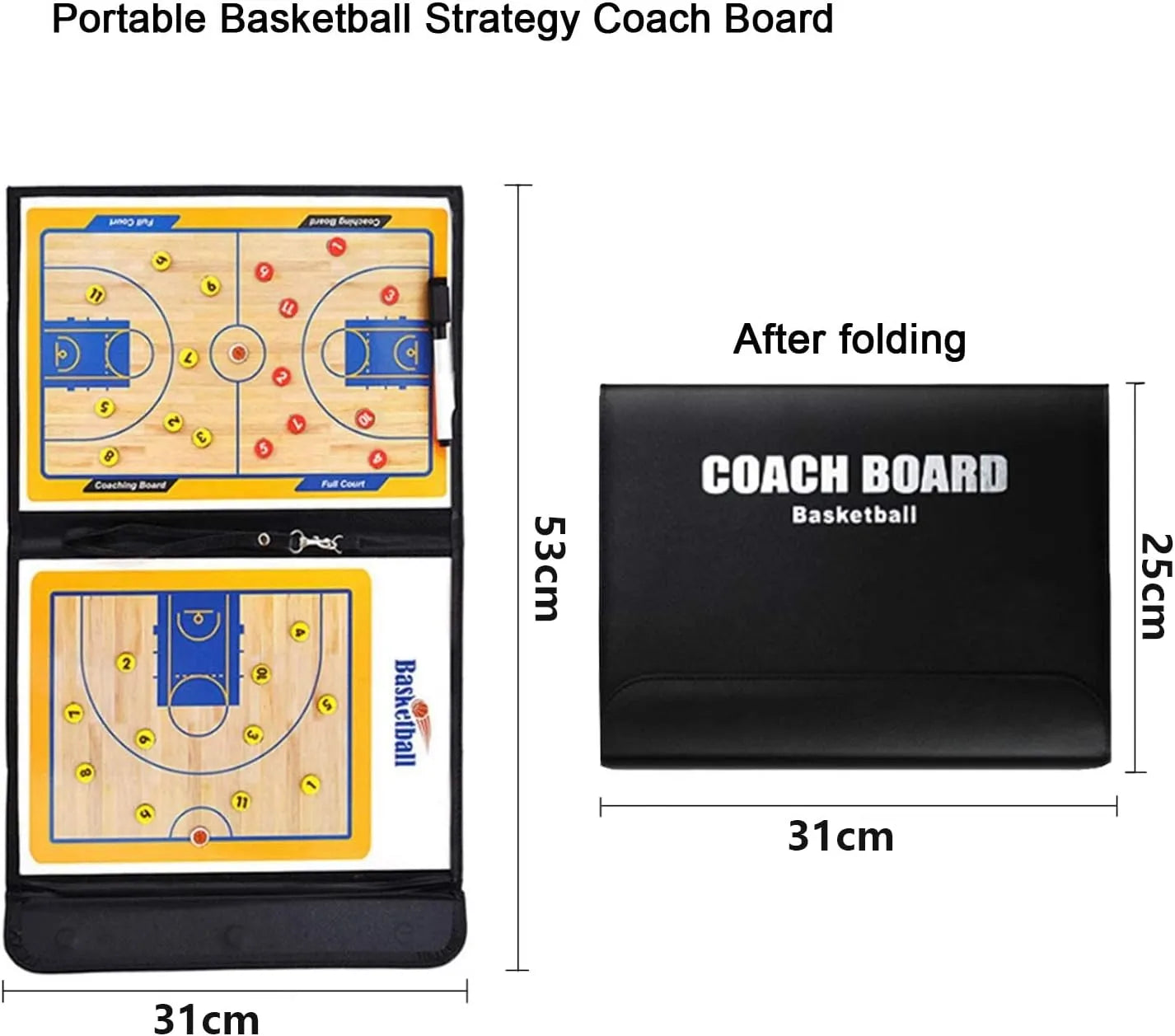 basketball coaching board professional coaches clipboard portable strategy coach board kit tactical magnetic board kit with marker pen and zipper bag (2b0003) | ideal for all surfaces, kids & adults