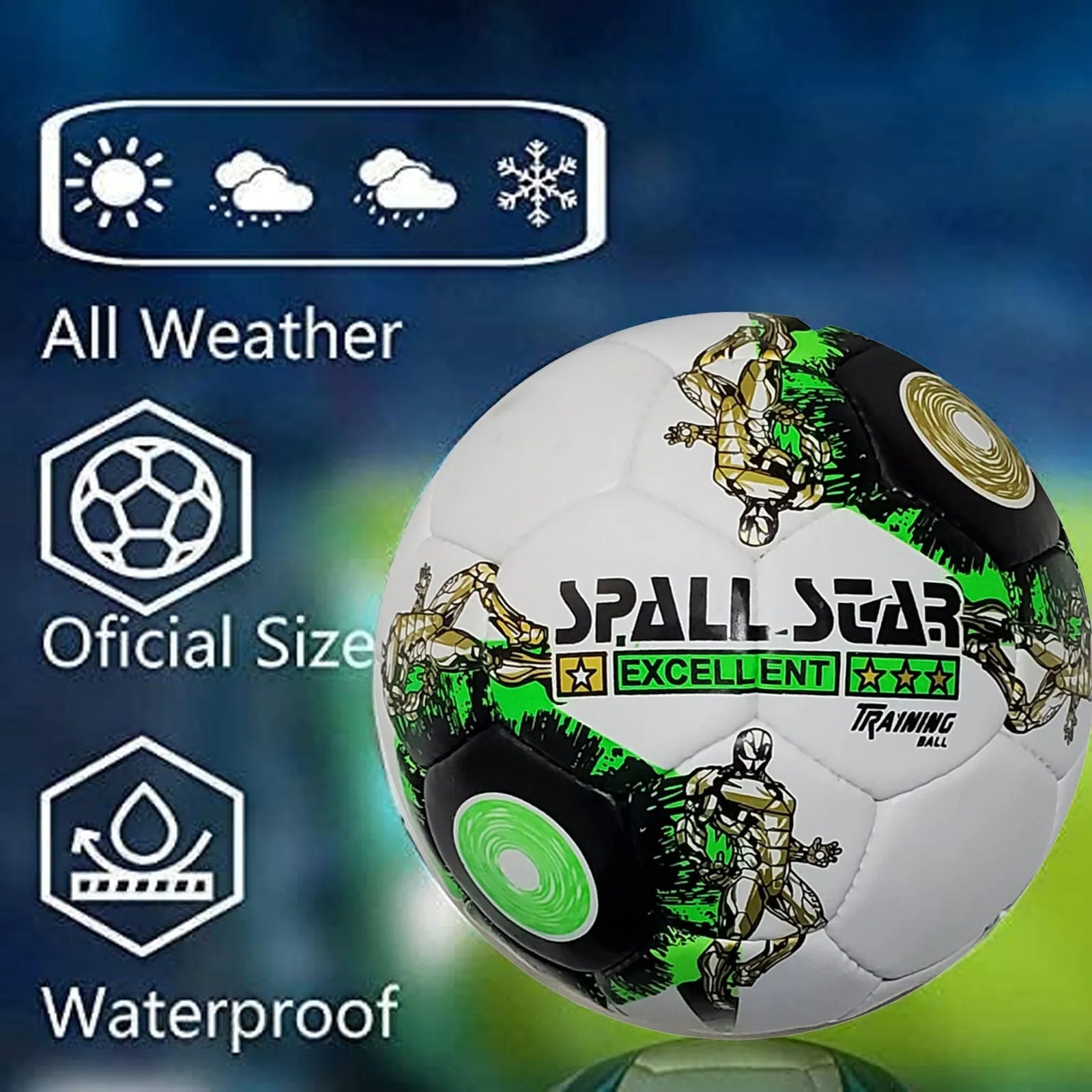 Football Soccer Ball For Matches World Cup Best Indoor/Outdoor Water Proof Ball For Professional Training And Match Men And Women Youth And Adult(GP-721) | Ideal for All Surfaces, Kids & Adults