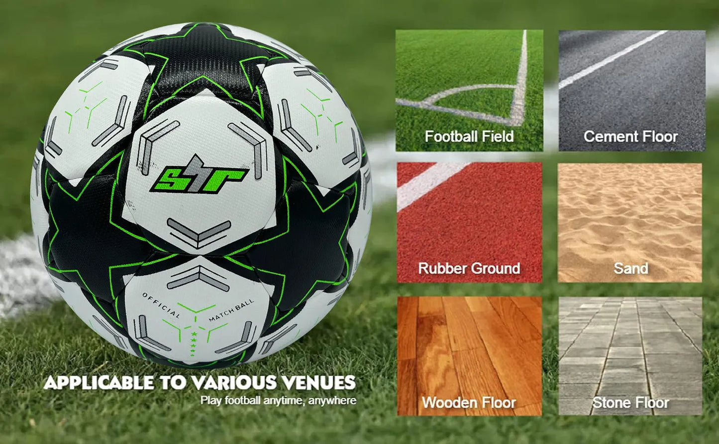 football soccer ball for matches world cup best indoor/outdoor water proof ball for professional training and match men and women youth and adult(hf-2038) | ideal for all surfaces, kids & adults