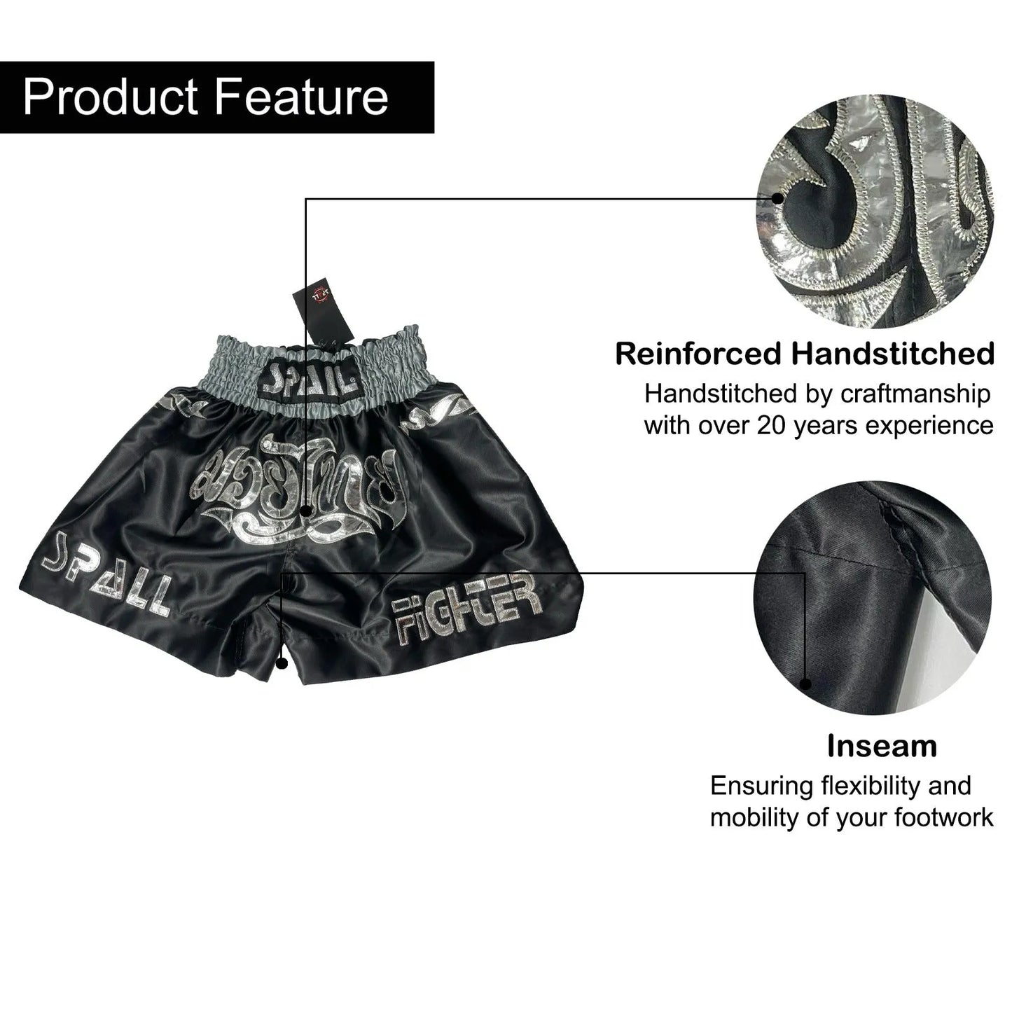 boxing shorts for men muay thai shorts for kickboxing wrestling grappling fight and cross training martial arts training gym clothing | ideal for all surfaces, kids & adults | match-ready
