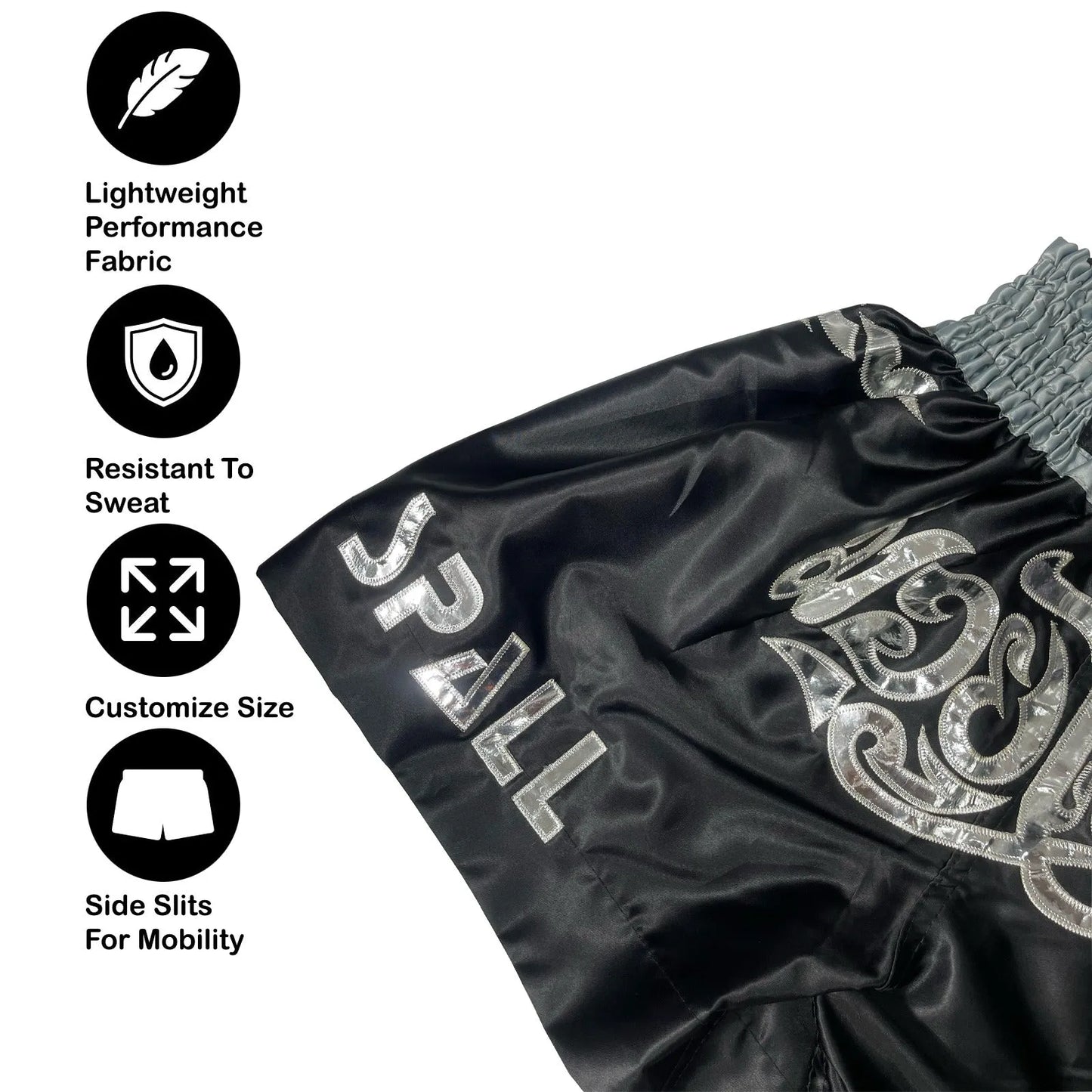 boxing shorts for men muay thai shorts for kickboxing wrestling grappling fight and cross training martial arts training gym clothing | ideal for all surfaces, kids & adults | match-ready