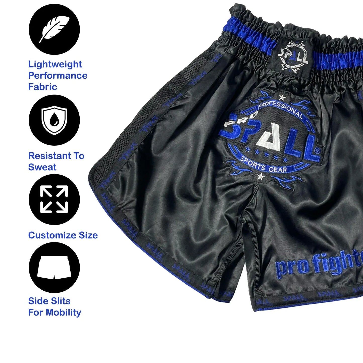 boxing shorts for men muay thai shorts for kickboxing wretling grappling fight and cross training martial arts training gym clothing | ideal for all surfaces, kids & adults | match-ready