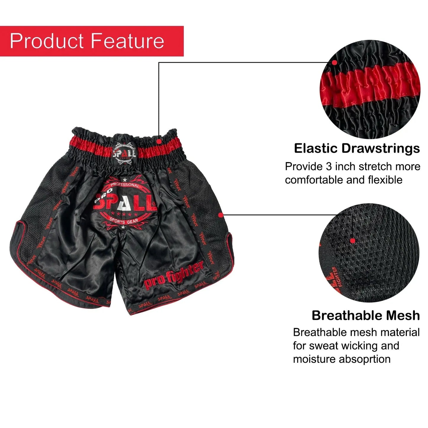 boxing shorts for men muay thai shorts for kickboxing wretling grappling fight and cross training martial arts training gym clothing | ideal for all surfaces, kids & adults | match-ready