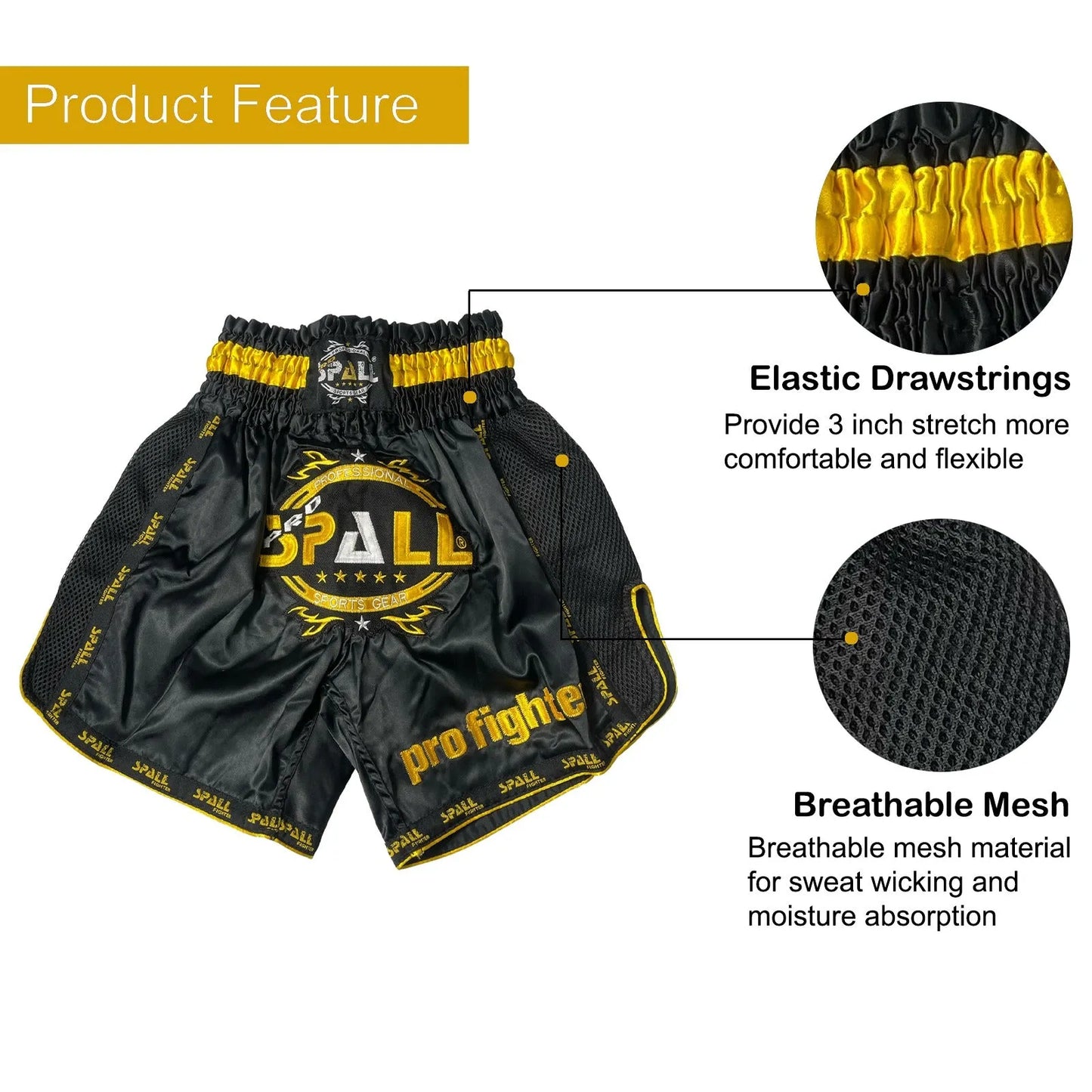 boxing shorts for men muay thai shorts for kickboxing wretling grappling fight and cross training martial arts training gym clothing | ideal for all surfaces, kids & adults | match-ready