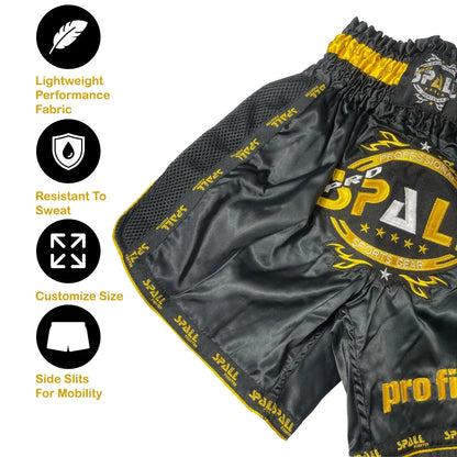 Boxing Shorts For Men Muay Thai Shorts For Kickboxing Wretling Grappling Fight And Cross Training Martial Arts Training Gym Clothing | Ideal for All Surfaces, Kids & Adults | Match-Ready