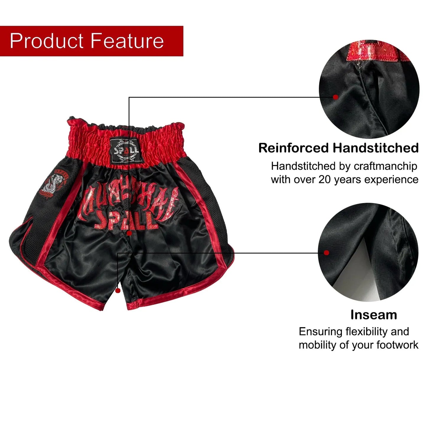 boxing shorts for men muay thai shorts for kickboxing wretling grappling fight and cross training martial arts training gym clothing | ideal for all surfaces, kids & adults | match-ready