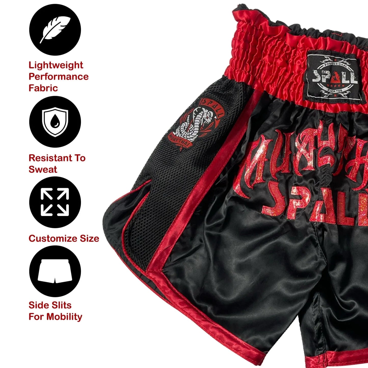 boxing shorts for men muay thai shorts for kickboxing wretling grappling fight and cross training martial arts training gym clothing | ideal for all surfaces, kids & adults | match-ready