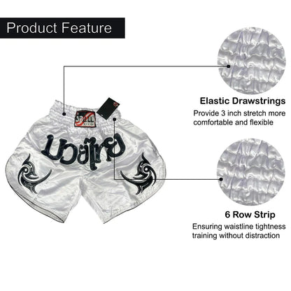 Boxing Shorts For Men Muay Thai Shorts For Kickboxing Wretling Grappling Fight And Cross Training Martial Arts Training Gym Clothing | Ideal for All Surfaces, Kids & Adults | Match-Ready