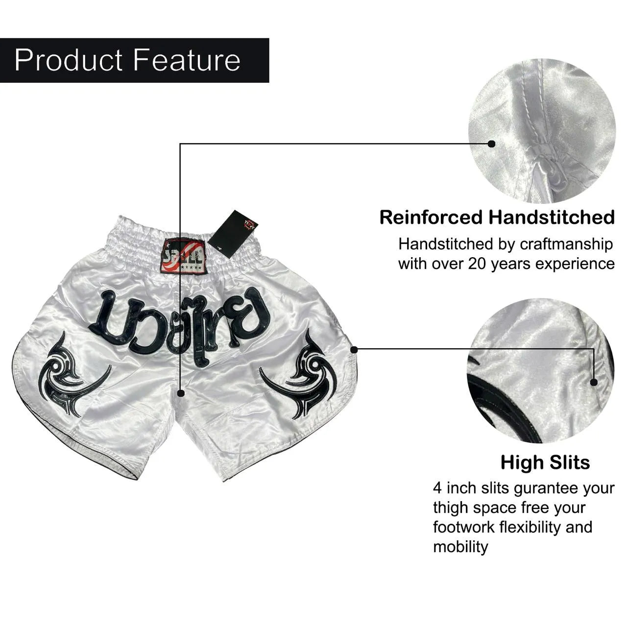 boxing shorts for men muay thai shorts for kickboxing wretling grappling fight and cross training martial arts training gym clothing | ideal for all surfaces, kids & adults | match-ready
