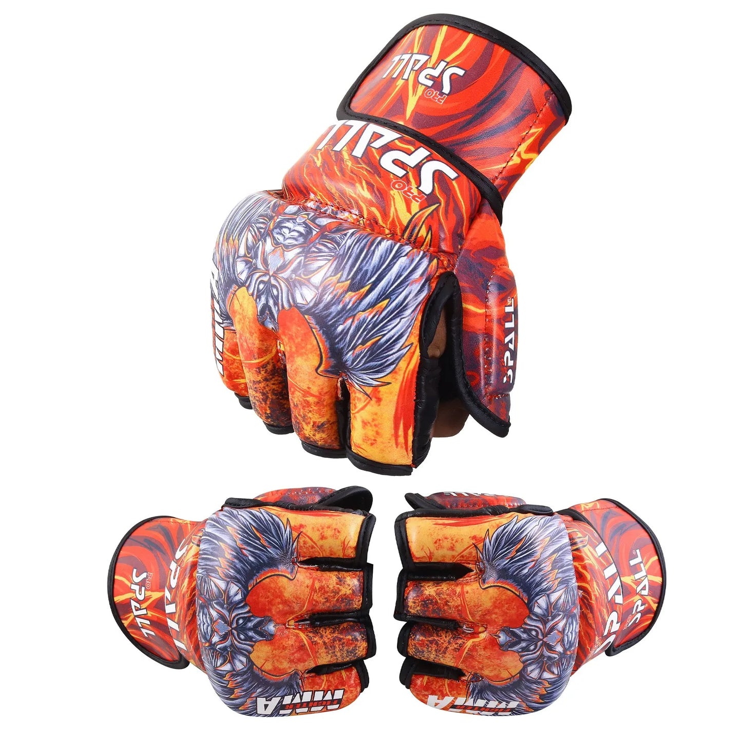 mma gloves half finger hand protection for sparring kickboxing martial arts fighting muay thai boxing mma training by spall(si-2207) | ideal for all surfaces, kids & adults | match-ready