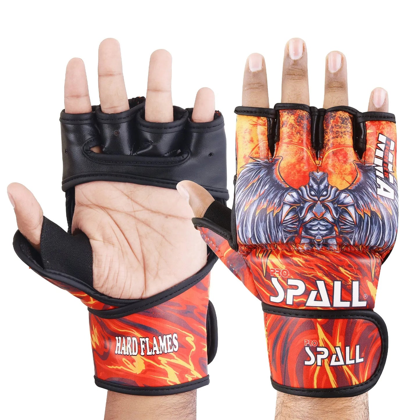 mma gloves half finger hand protection for sparring kickboxing martial arts fighting muay thai boxing mma training by spall(si-2207) | ideal for all surfaces, kids & adults | match-ready