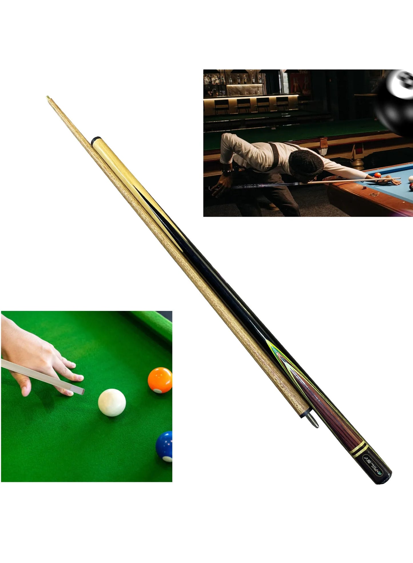 snooker cue stick play billiard pool sticks wood material straight feel good beautiful entertainment snooker billiard tool (24343) | ideal for all surfaces, kids & adults | match-ready | includes pump