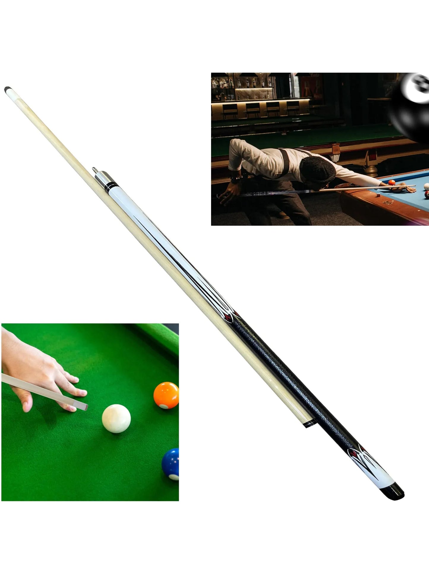 snooker cue stick play billiard pool sticks wood material straight feel good beautiful entertainment snooker billiard tool (229143) | ideal for all surfaces, kids & adults | match-ready | includes pump
