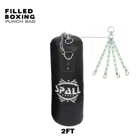 Spall Boxing Punching Bag With Chain MMA Training Gym Training Maya Hide Leather Bag Gym Equipment(SI-1094) | Ideal for All Surfaces, Kids & Adults | Match-Ready | Includes Pump & Needle