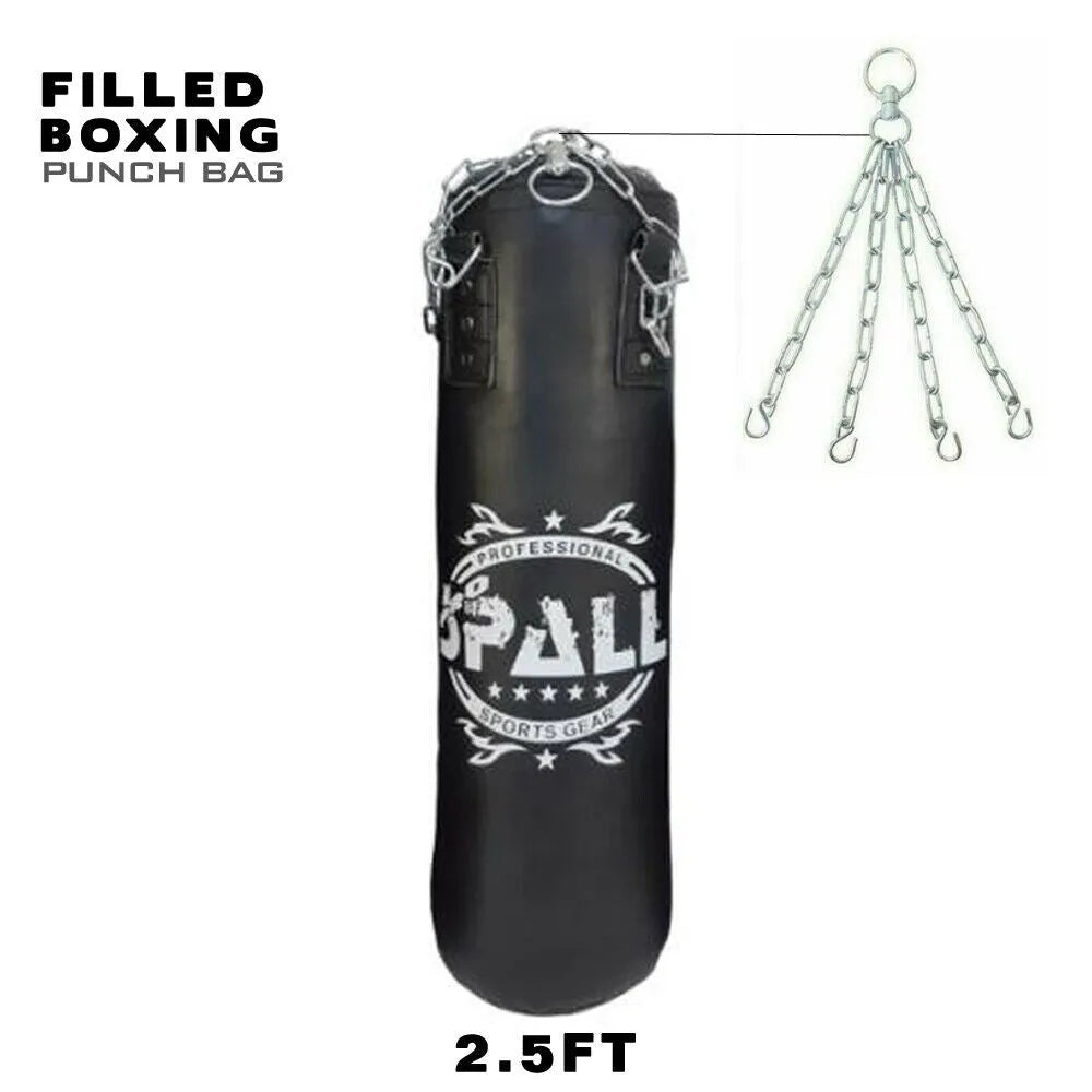 spall boxing punching bag with chain mma training gym training maya hide leather bag gym equipment(si-1094) | ideal for all surfaces, kids & adults | match-ready | includes pump & needle