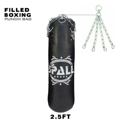 Spall Boxing Punching Bag With Chain MMA Training Gym Training Maya Hide Leather Bag Gym Equipment(SI-1094) | Ideal for All Surfaces, Kids & Adults | Match-Ready | Includes Pump & Needle