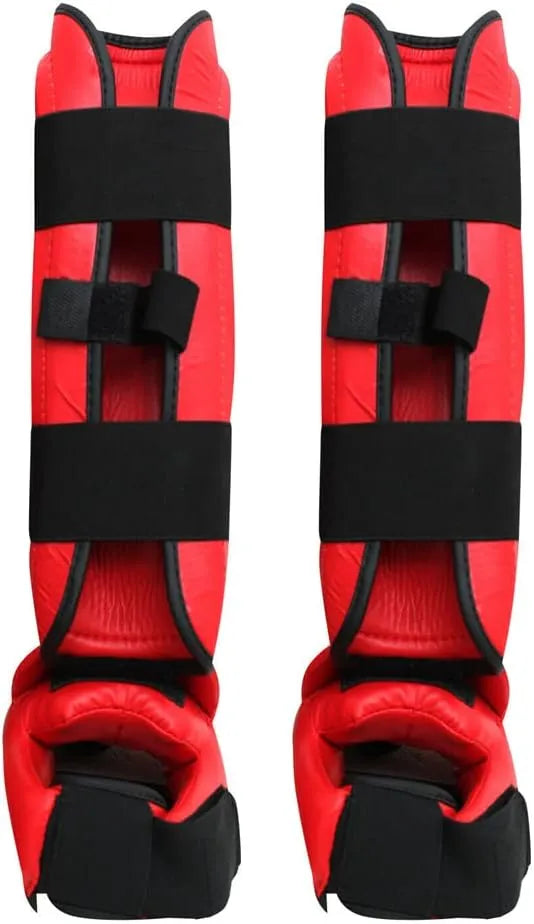 shin instep guard xs s m l xl blue red protective gear for sports kickboxing wrestling martial arts karate sparring training ideal for men and women(si-1115) | ideal for all surfaces, kids & adults