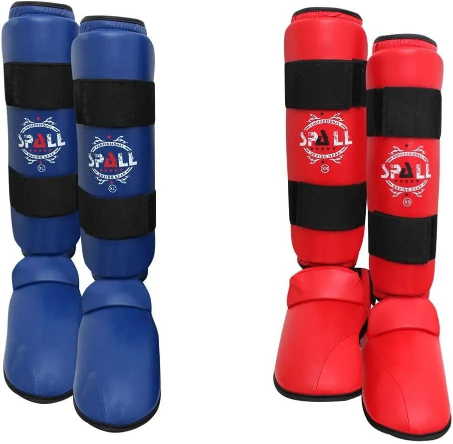 shin instep guard xs s m l xl blue red protective gear for sports kickboxing wrestling martial arts karate sparring training ideal for men and women(si-1115) | ideal for all surfaces, kids & adults