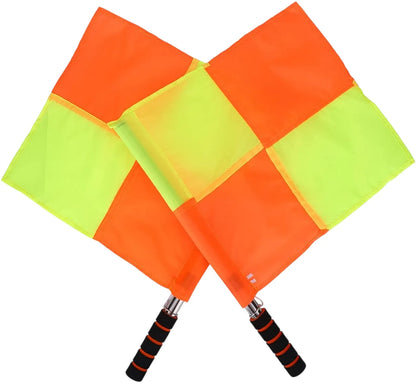 2 Pieces Referee Flag, Linesman Flag with Steel Tube, Flag for Soccer Referee | Ideal for All Surfaces, Kids & Adults | Match-Ready | Includes Pump & Needle | Durable & Long-Lasting Performance