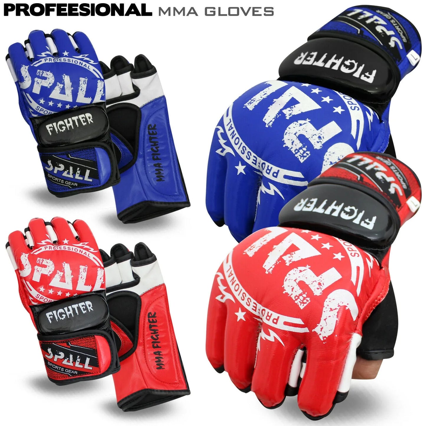 mma gloves half finger for kickboxing muay thai boxing fighting wrestling sparring sports training for men and women(si-1182) | ideal for all surfaces, kids & adults | match-ready | includes pump & needle