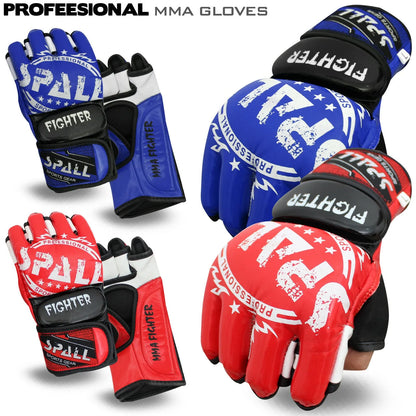MMA Gloves Half Finger For Kickboxing Muay Thai Boxing Fighting Wrestling Sparring Sports Training For Men And Women(SI-1182) | Ideal for All Surfaces, Kids & Adults | Match-Ready | Includes Pump & Needle