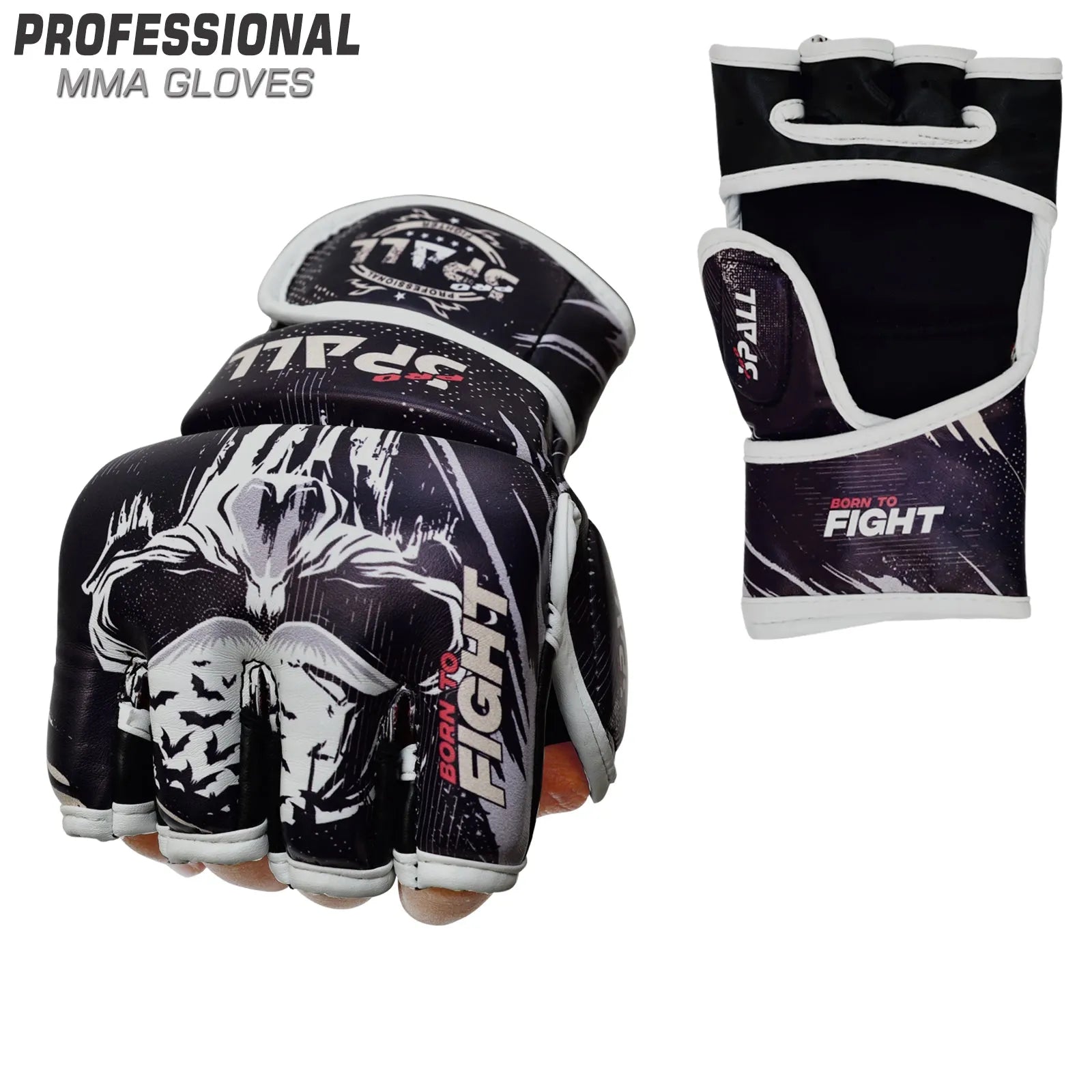 MMA Gloves Artificial Leather Half-Finger Red Black Blue Men & Women Punching Bag for UFC Muay Thai Kickboxing Sparring Training and Combat Grappling Gloves By SPALL(SI-2201) | Ideal for All Surfaces