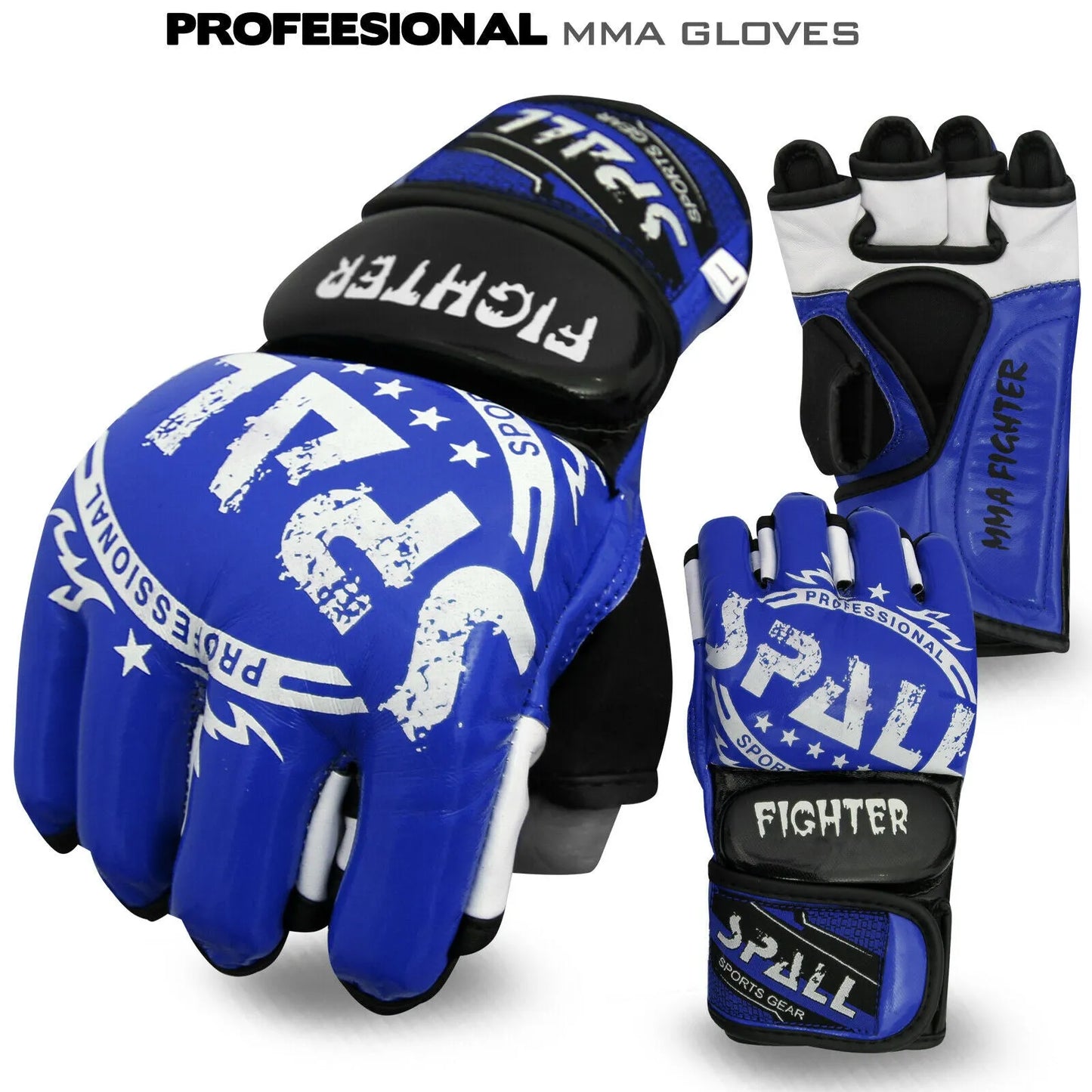 mma gloves half finger for kickboxing muay thai boxing fighting wrestling sparring sports training for men and women(si-1182) | ideal for all surfaces, kids & adults | match-ready | includes pump & needle